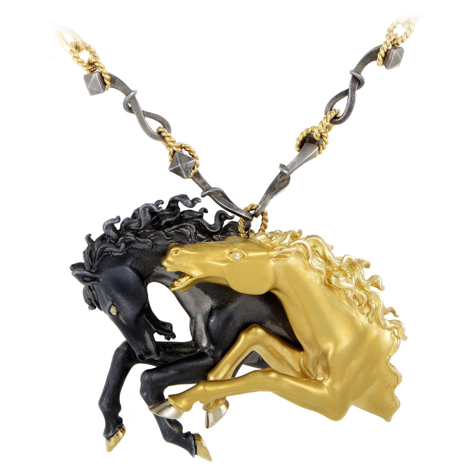 Carrera y Carrera Ecuestre Multicolor Gold Horse Pendant