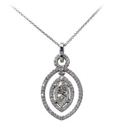 1.65 Carats Diamonds Gold Pendant Necklace 8