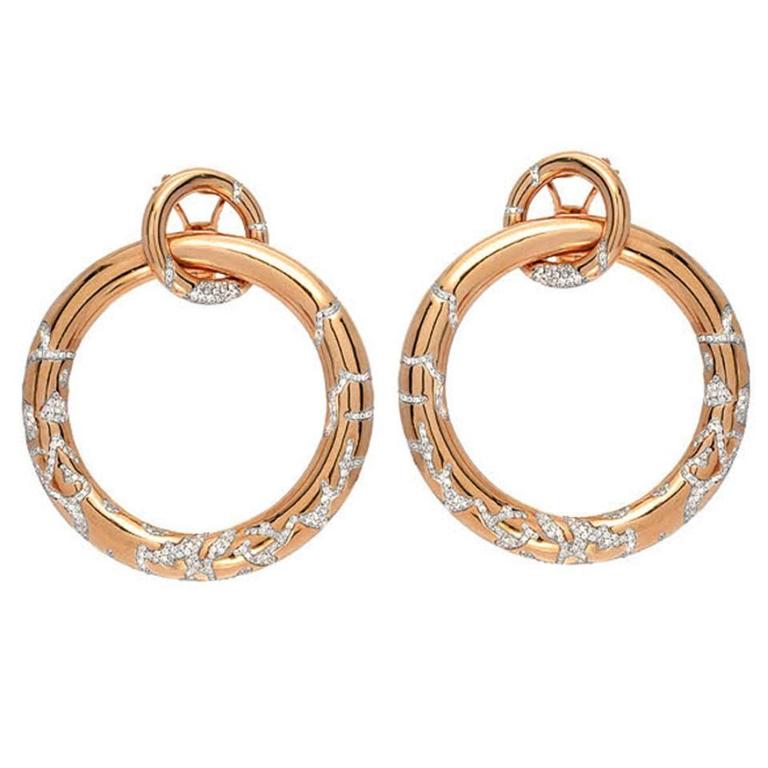 Large Diamond Gold Hoop Earrings For Sale at 1stdibs