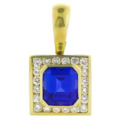 Large Tanzanite and Diamond Pendant with Clip-On Bail