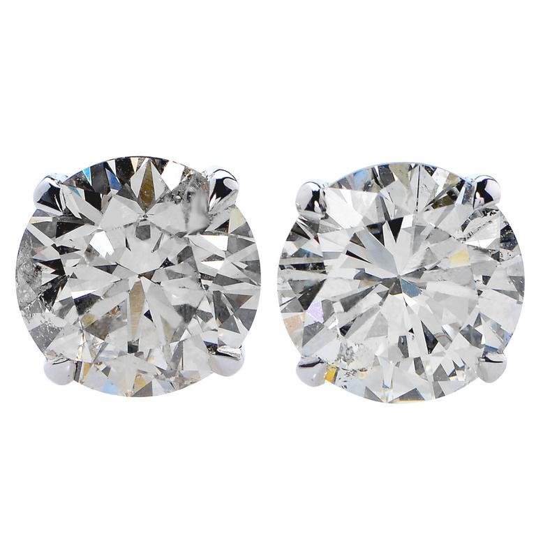 10.55 Carats Diamonds Solitaire Stud Earrings For Sale