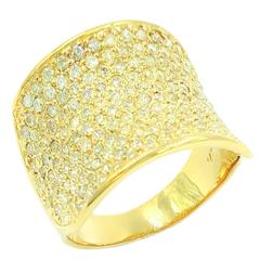 2.10 Carats Pave Set Diamonds Gold "The Queen's Saddle" Motif Statement Ring