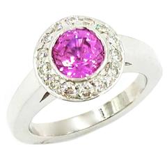 1.25 Carat Vivid Pink Sapphire Diamond Gold New Beginnings Ring