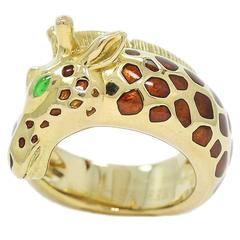 Hermes Gold Giraffe Ring with Polychrome Enamel