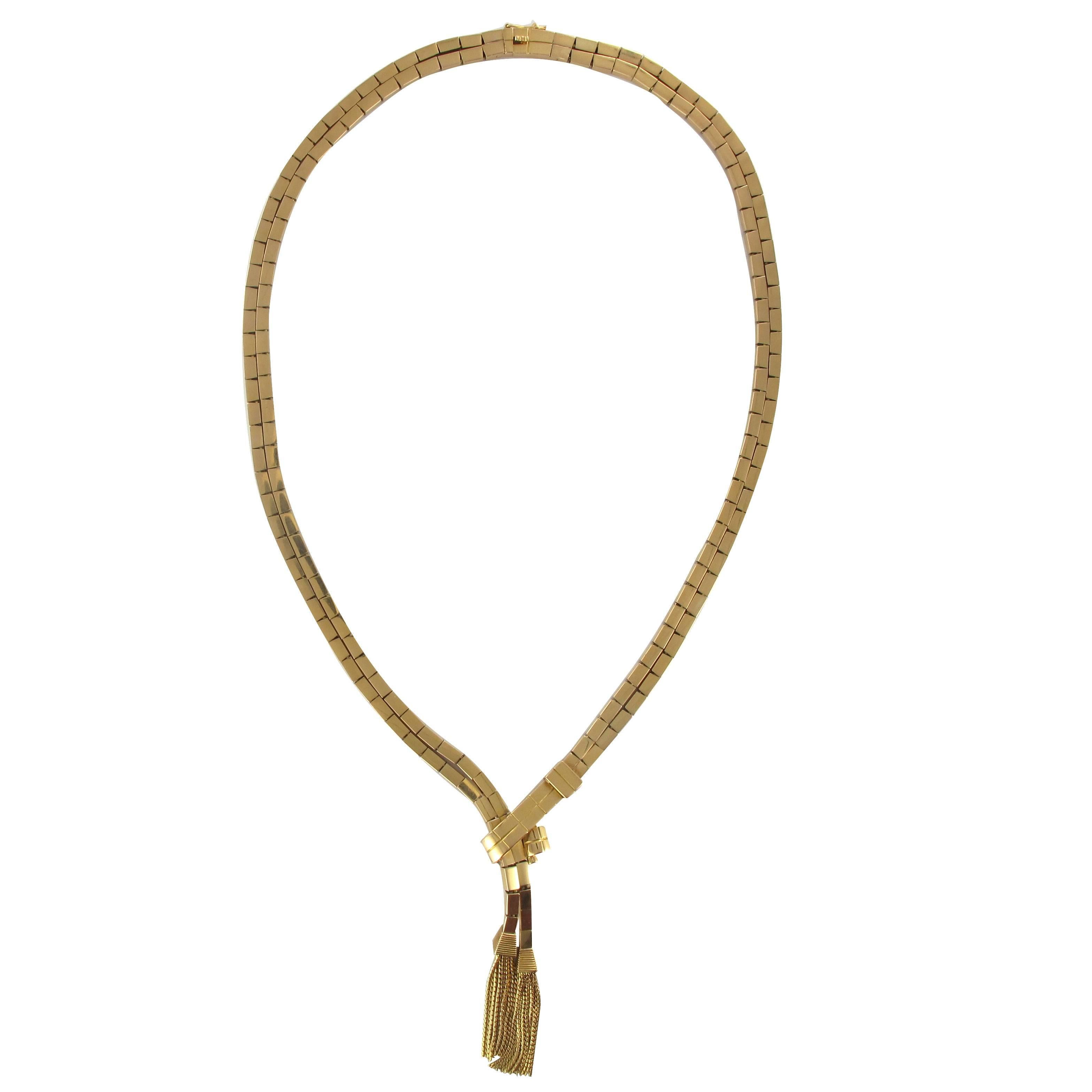 1940s Retro Gold Tank Necklace 