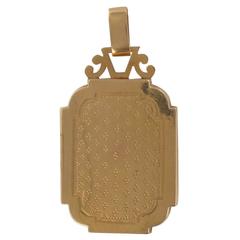 19th Century French Rectangular Engraved Gold Locket Pendant Medallion 8