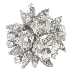 1960s French Champagne and White Diamond Gold Ring 2