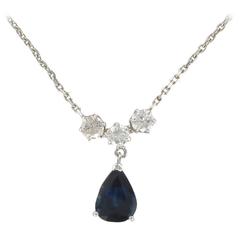 White gold Sapphire and Diamond Pendant Necklace 1