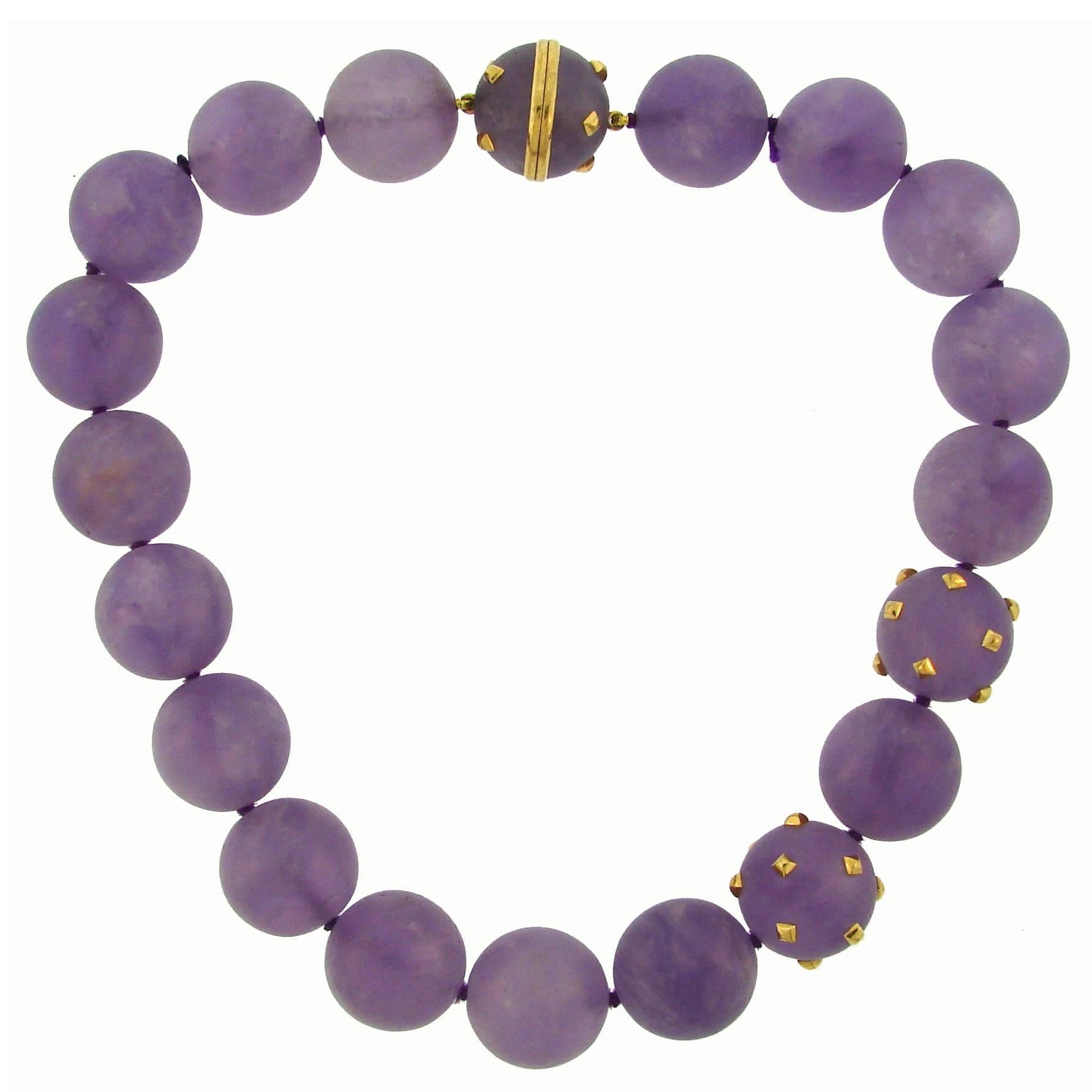 Verdura Amethyst Bead Gold Strand Necklace