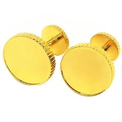 2003 Tiffany & Co. Debonaire Collection Circle Button Gold Cufflinks 