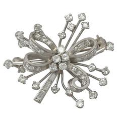 1950s 1.41 Carat Diamond and Platinum Brooch