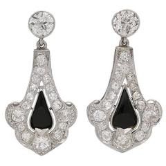 1920s Art Deco onyx and diamond earrings 11