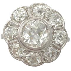 Antique and Vintage French 3.94 Carat Diamond and Platinum Dress Ring 5