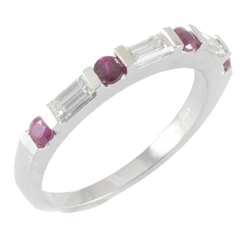 Birks Ruby Diamond Demi Band Ring For Sale