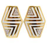 Italian Geometrical Enamel Diamond Earclips