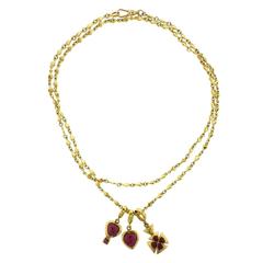 Loree Rodkin Gold Pink Rubellite Charm Pendant Necklace