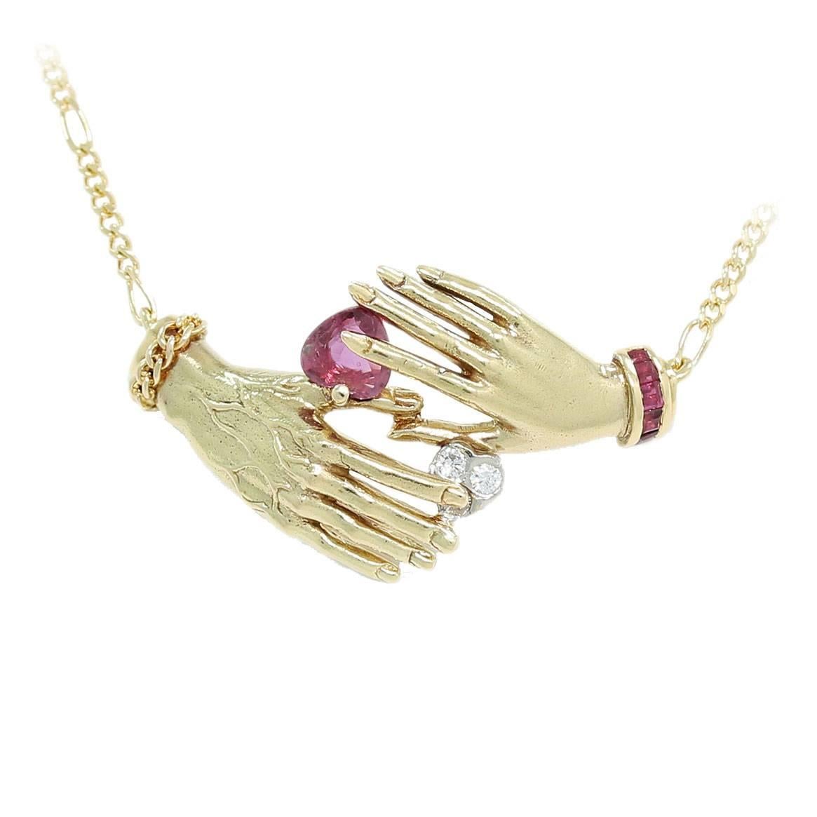 Carrera y Carrera Two Hands Holding Heart Ruby and Diamonds at 1stDibs |  carrera y carrera hands collection