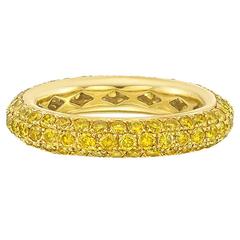 Daniel K ​Fancy Intense Yellow Diamond Gold Three Row Band Ring