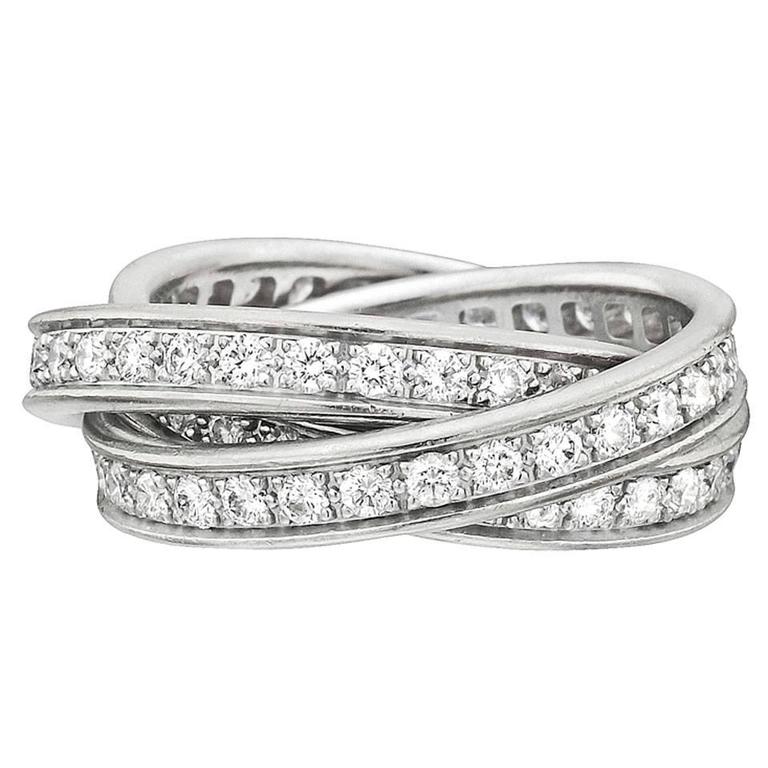 Cartier Diamond Gold Trinity Ring at 