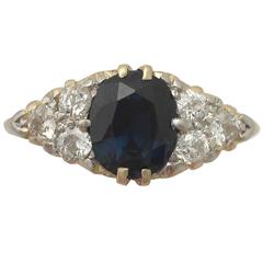 1920s 2.95 Carat Sapphire and Diamond Yellow Gold Cocktail Ring 12