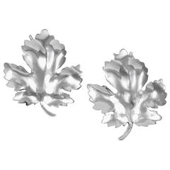 Pair of Sterling Silver Leaf Barrettes 10