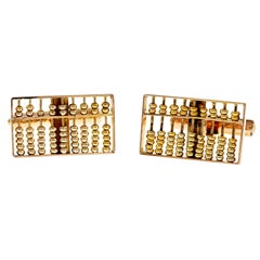 Abacus 3 Dimensional Movable Gold Cufflinks