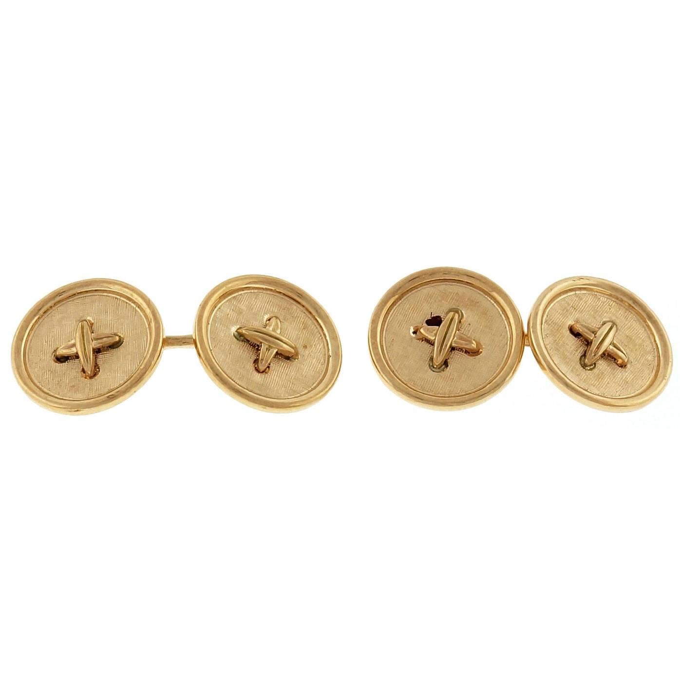 Gold Double Sided Button Style Cufflinks