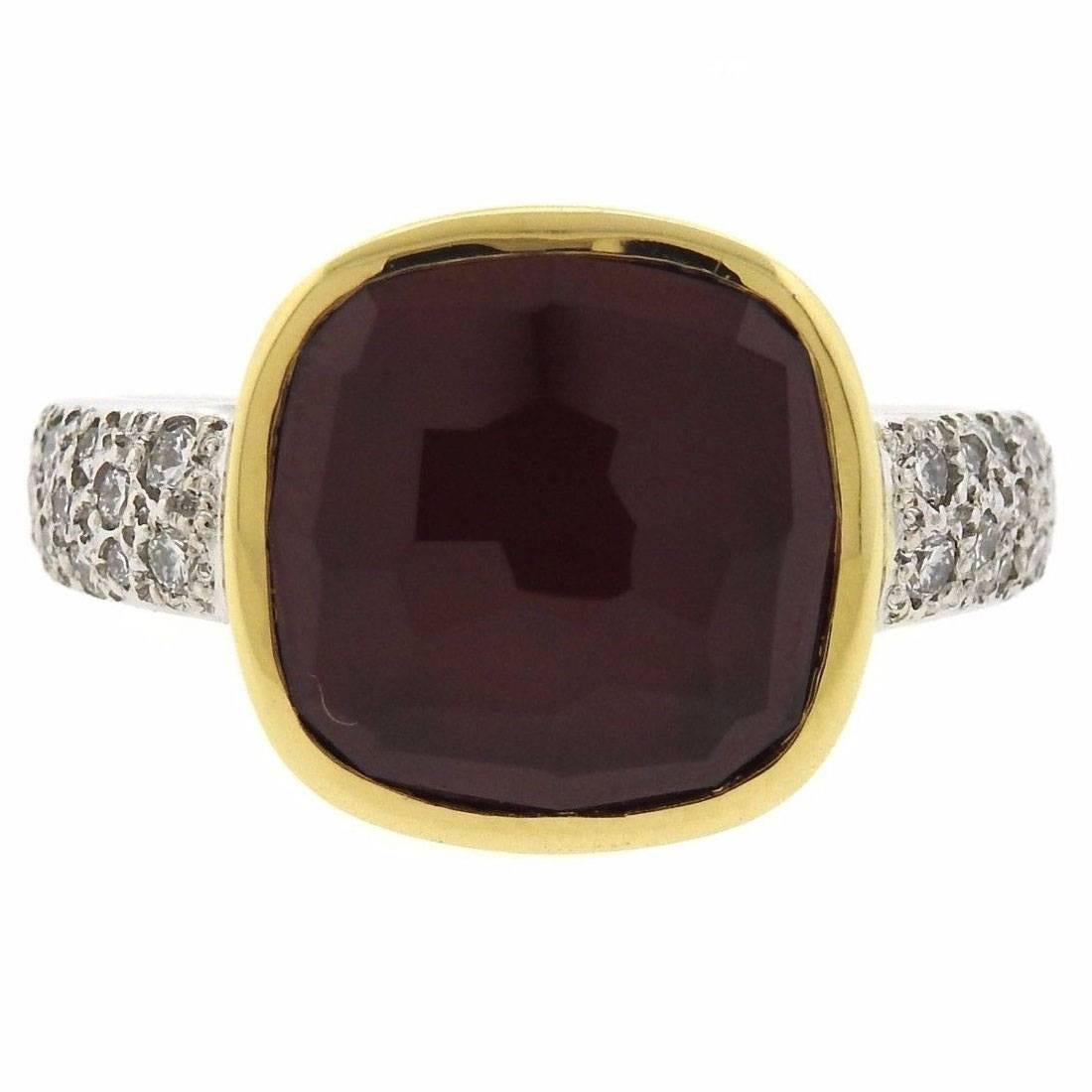 Pomellato Scheherazade Red Tourmaline Diamond Gold Ring