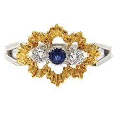 Buccellati Sapphire Diamond Two Color Gold Ring 11