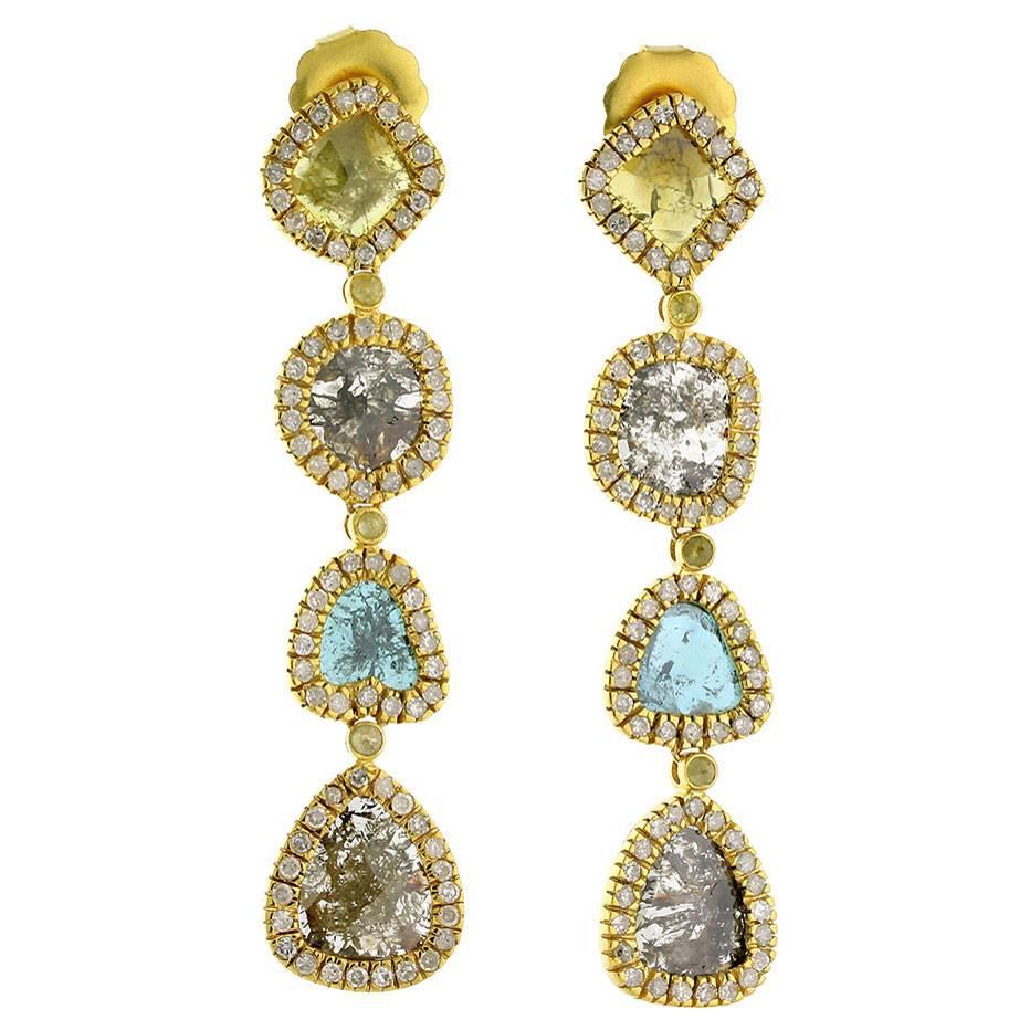 Diamond Slice Gold Earrings