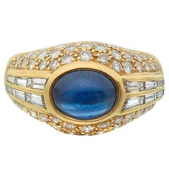 Cartier Sapphire Diamond Gold Gypsy Ring