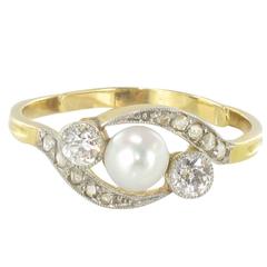 19th Century Antique Pearl and Diamond Ring