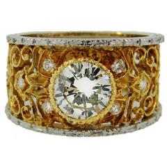 1960s Mario Buccellati Diamond Gold Lacy Band Ring