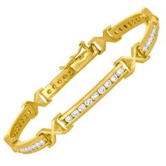 3.50 Carats Diamond Yellow Gold Tennis Bracelet 10