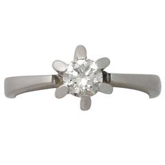1960s 0.43 Carat Diamond and 14k White Gold Solitaire Ring 2