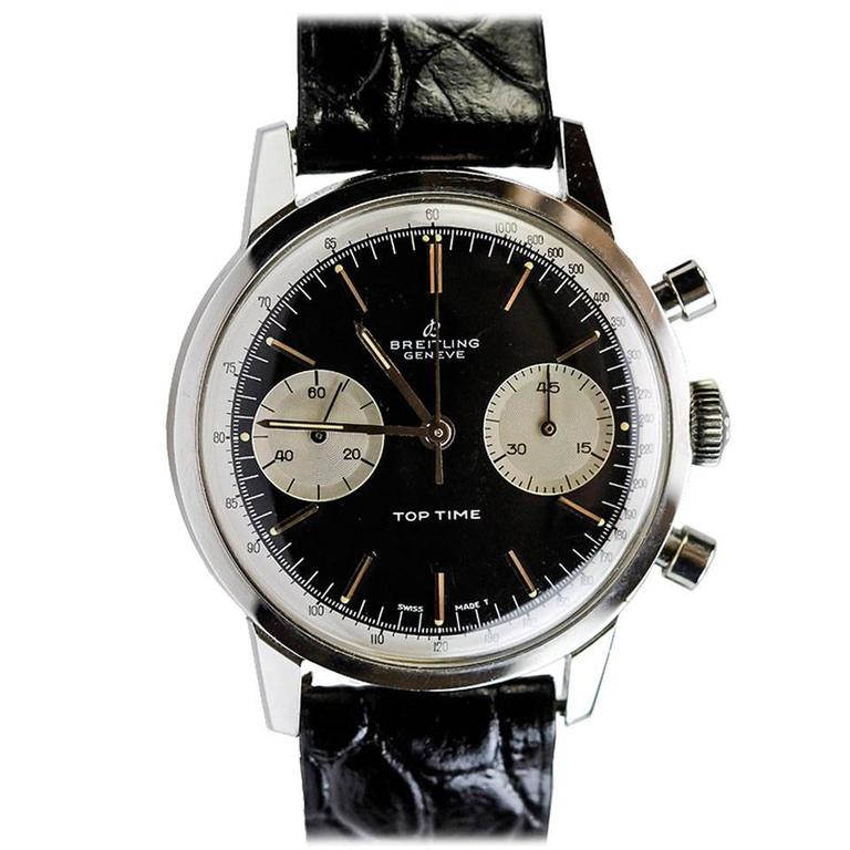 Breitling Stainless Steel Top Time Chronograph Wristwatch For Sale at ...
