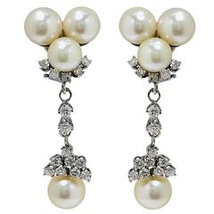 Akoya Pearl and Diamond Earrings