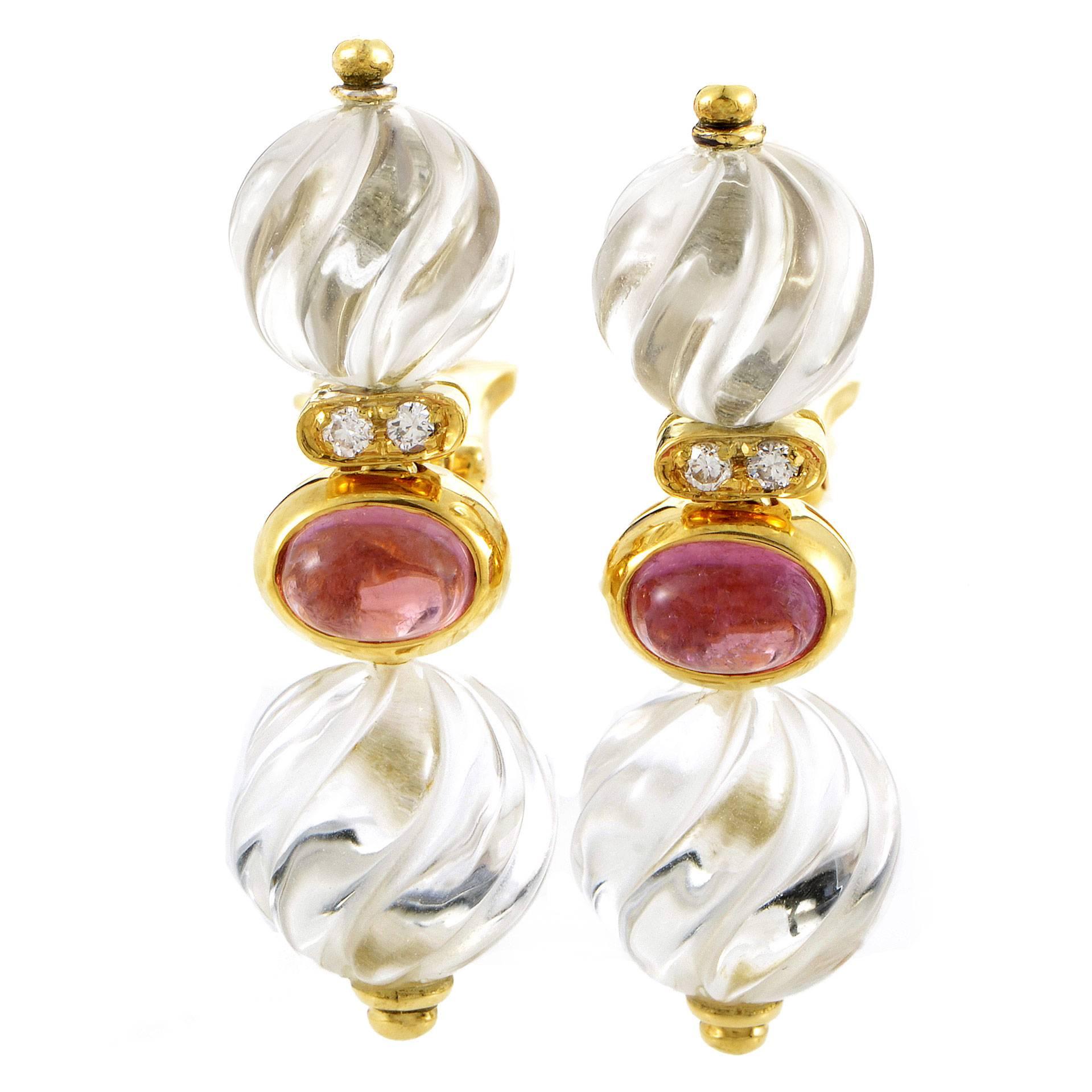 Boucheron Crystal Gemstone Gold Earrings