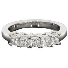 Custom 14kt White Gold 5 Princess Diamond Wedding Band or Anniversary Ring