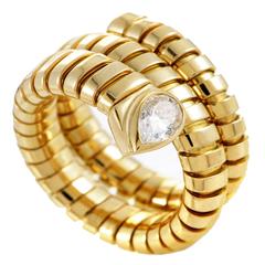 Bulgari Tubogas Diamond Gold Snake Ring