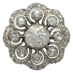 Antique Victorian 1.86 Carat Diamond and 14k Yellow Gold Brooch 3