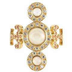 Sabine Getty Trinita Ring in Gold Moonstone Diamonds and Pink Topaz 10