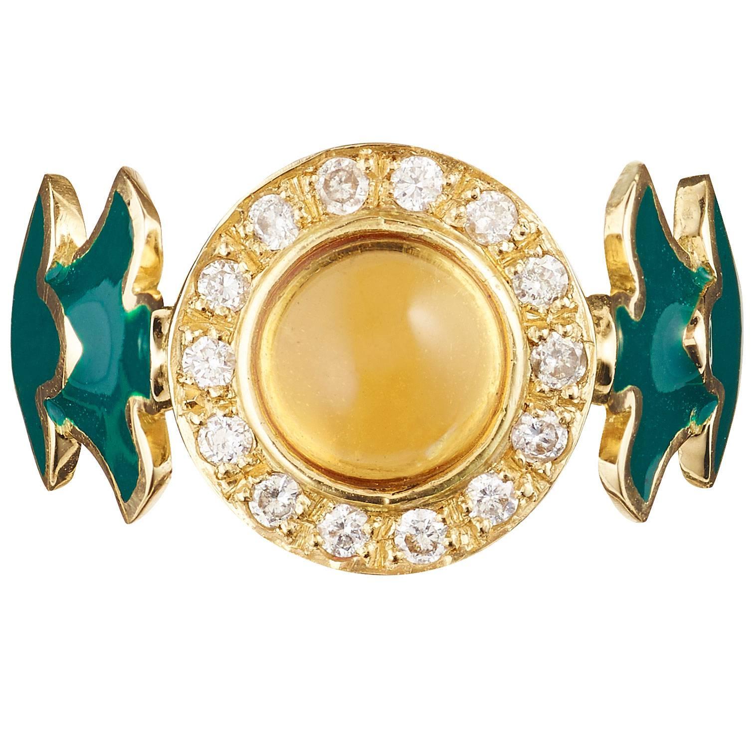 Sabine Getty Prospero Aurelia ring in Gold Citrine and Diamond For Sale