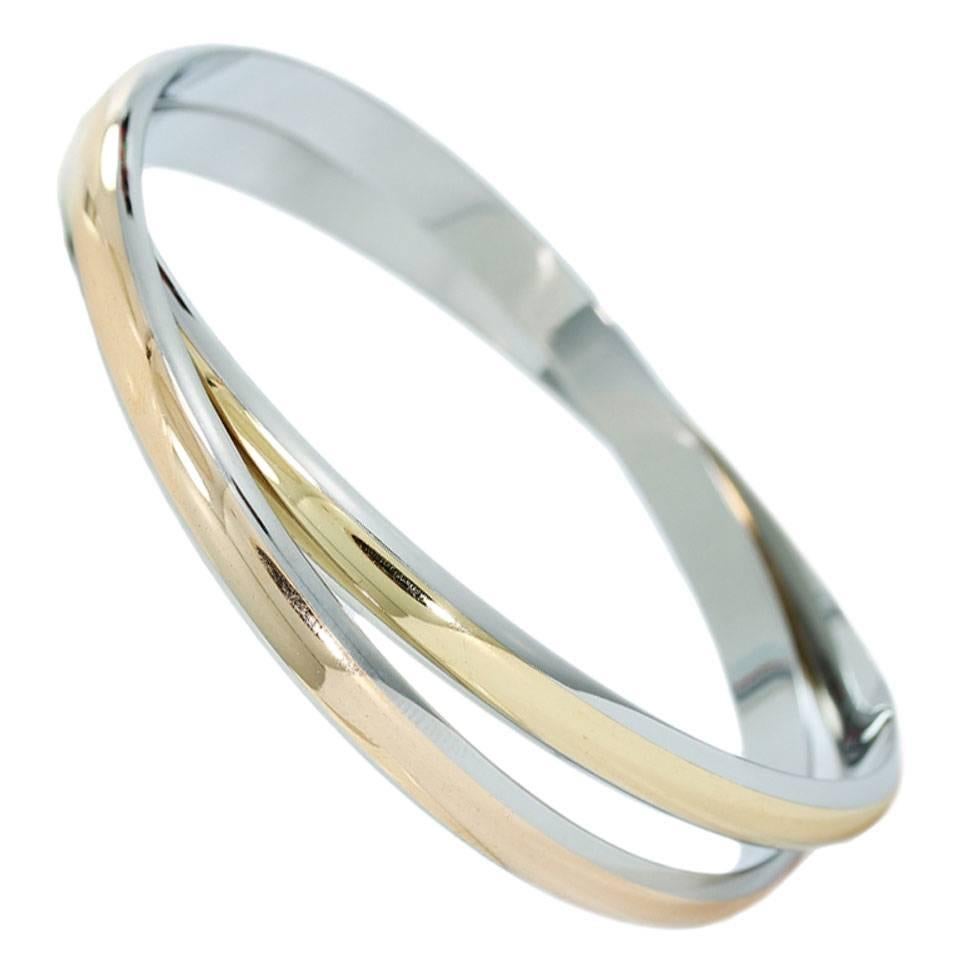 Cartier Acier Stainless Steel with Gold Inlay Double Bangle Bracelet