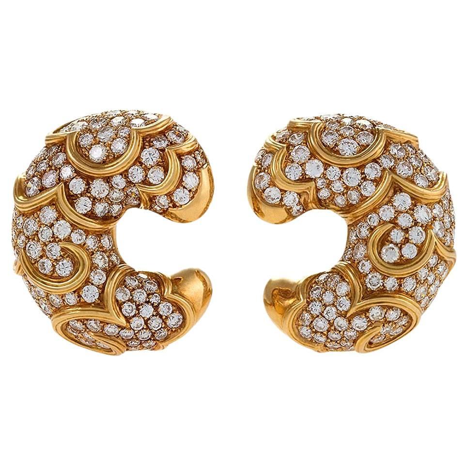 Marina B Italian Diamond and Gold "Onda” Earrings For Sale