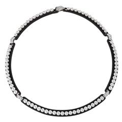 Marsh Mid-20th Century Patinated Steel White Gold and Cultured Pearl Necklace