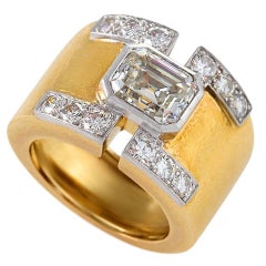 David Webb 1970s Diamond Gold and Platinum Ring