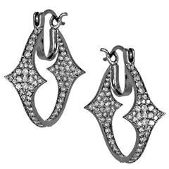 Lauren Harper Double Sided Shimmering Diamond Oxidized Silver Hoop Earrings 12