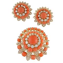 1970s Van Cleef & Arpels Coral & Diamond Suite 10