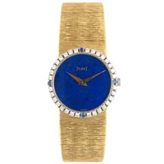 Piaget Ladies Yellow Gold Diamond Lapis Dial Wristwatch